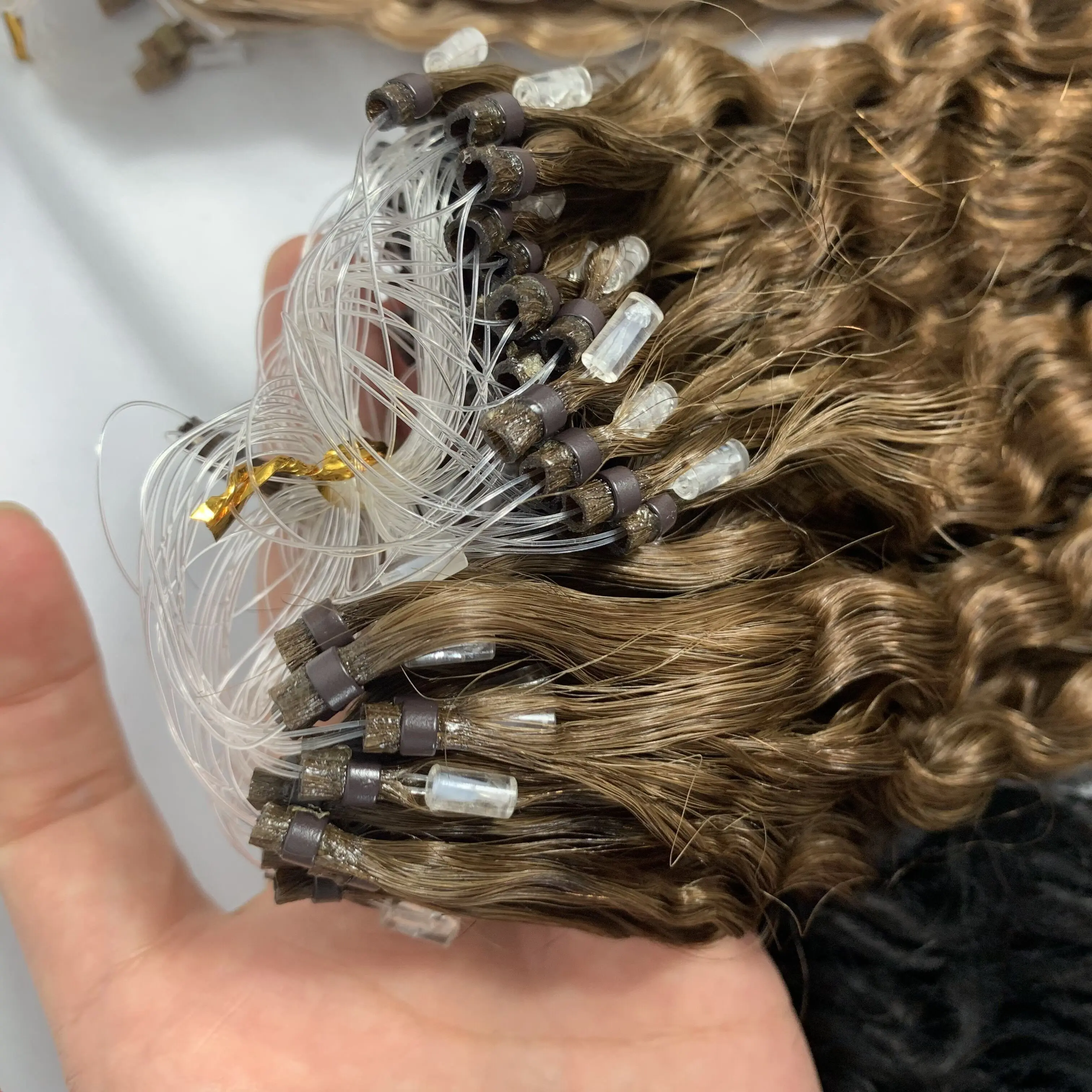 Nano Micro Ring Human Hair Micro Beads Weft Hair Extensions Remy Micro Loop Links Hair Extensions