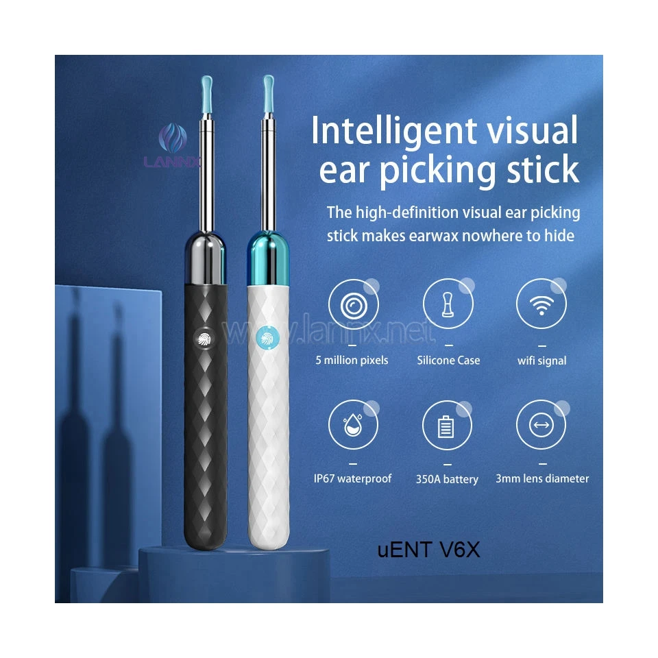LANNX uENT V6X Ear Cleaning Endoscope Otoscope with Light Earwax Removal Kit Portable Ear Cleaning Camera Ear Wax Removal Tool