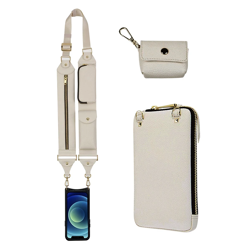 new arrivals leather phone case with strap wallet for iphone 14 crossbody case
