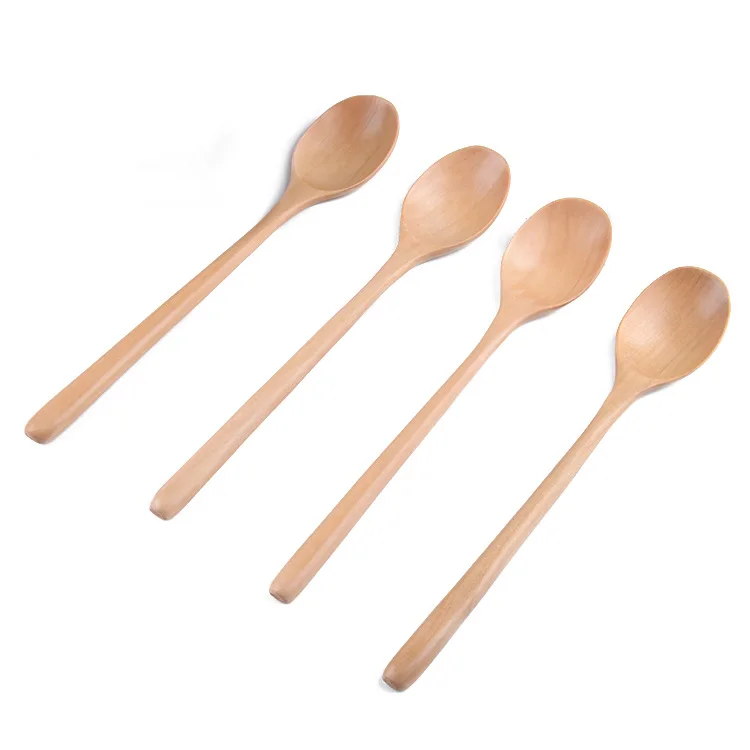 Korean Bulk Natural Coffee Tea Table Scoop Wood Long Handle Small Wooden Dessert Sugar Stir