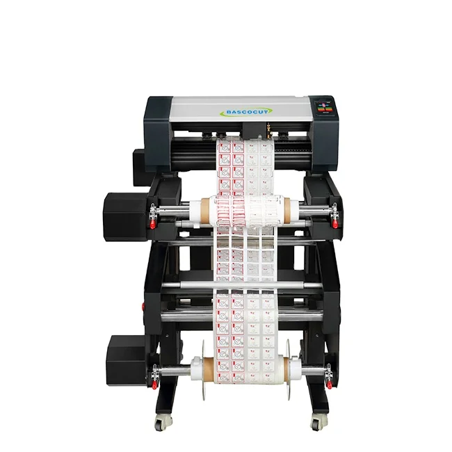 Bascocut Digital Sticker Vinyl Die cutting machine Label Roll Cutter plotter with Rewinder and Unwinder