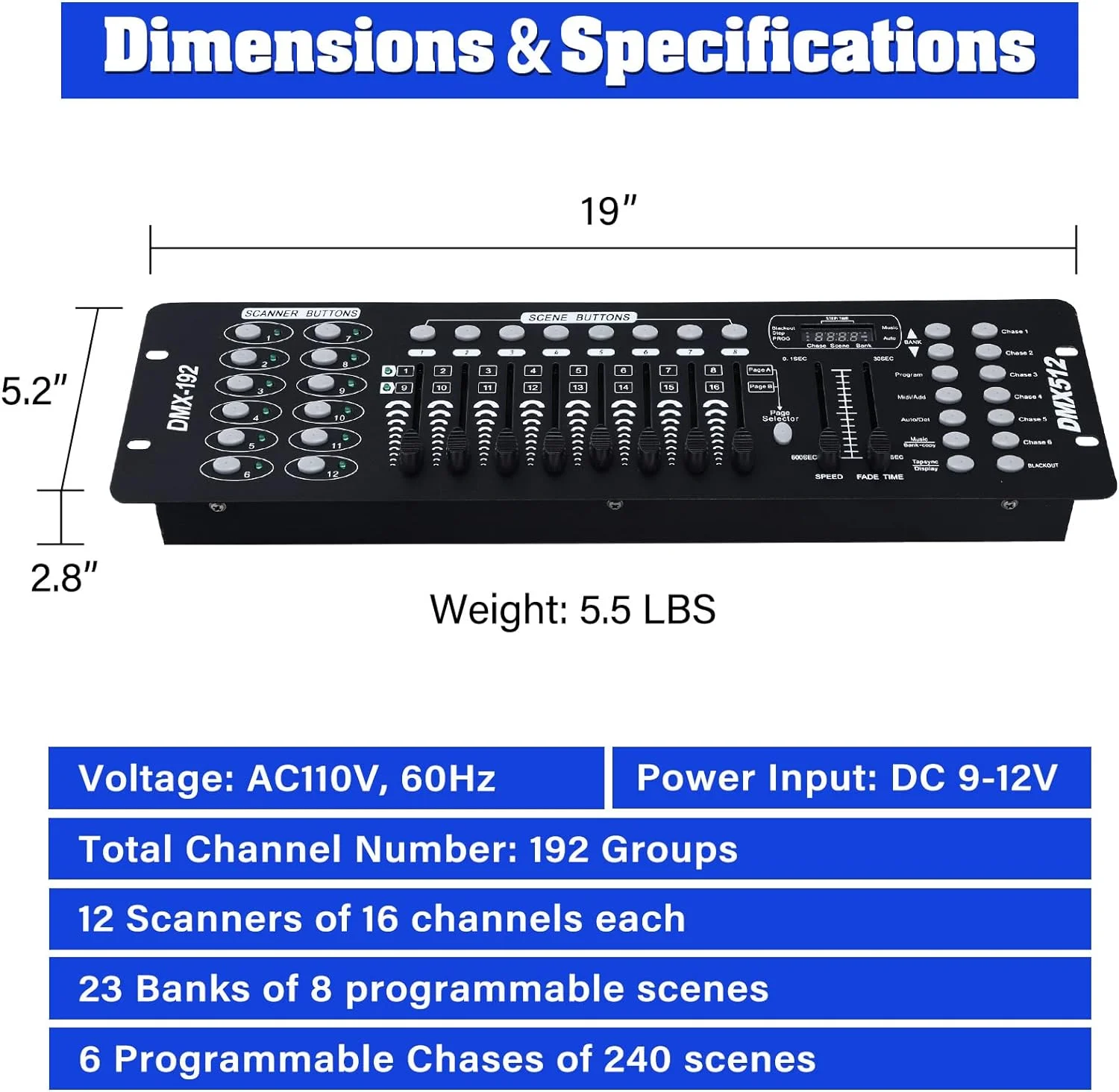 Мини-оператор 192 канал света контроллер консоли Dmx 512
