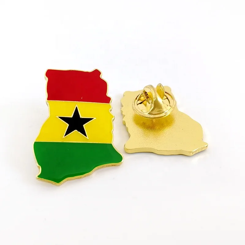 Ghana Coat Of Arm Gold Plating Zinc Alloy Metal Badges With safety pin on back
