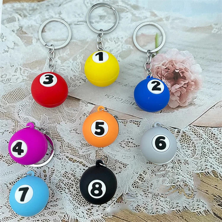 Fashion Mini Billiard Ball Keychain Keyring 1-9 9pcs Balls Soft Billiards Keychains For Souvenir Pendant Charm Gift Decoration