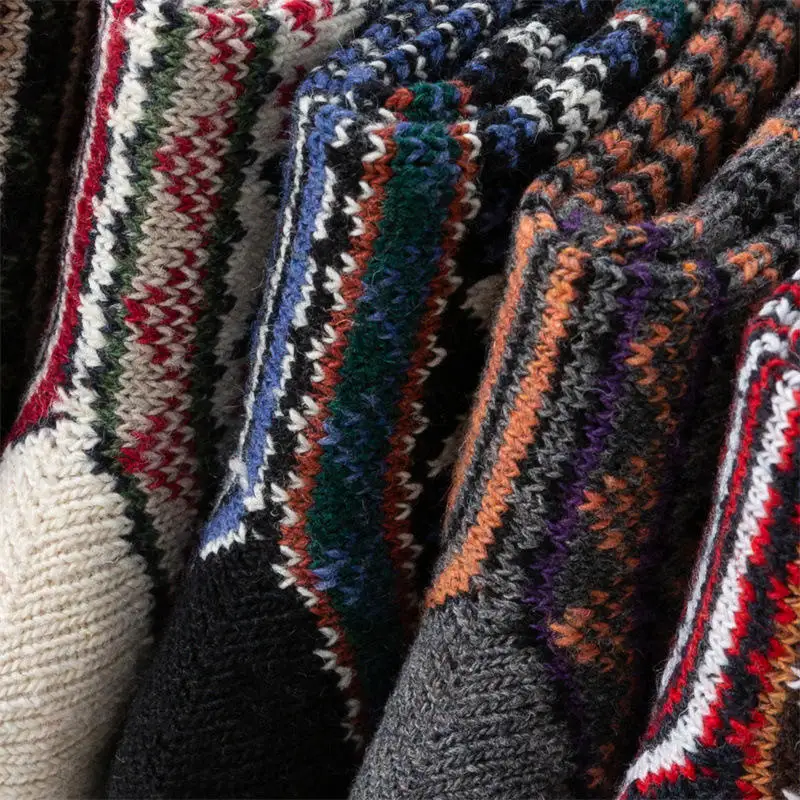 Retro style deer pattern thick warm rabbit wool thermal socks for women