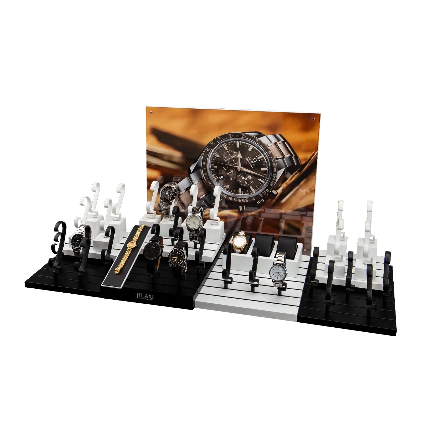 Customized Luxury Design Watch Display MDF Tray Storage Hot Sales Standing Marble Floor Watch/ring/bracelet Display Stand holder