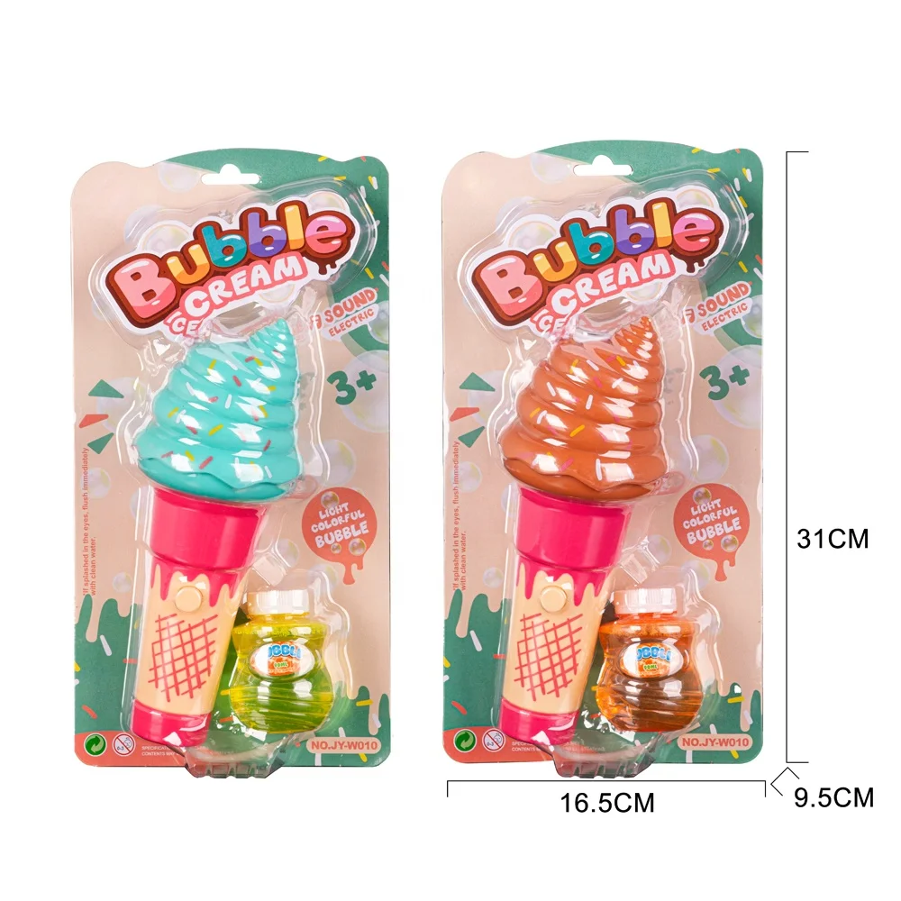 Electric Bubble Machine with Light Cartoon Ice Cream Toy Bubble Magic Wand Children with 90ml Soap Bubbles Refill Bottle