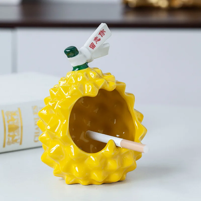 ATY124 Wholesale Creative Cute Durian Desk Ornaments Office Ceramic Ashtray