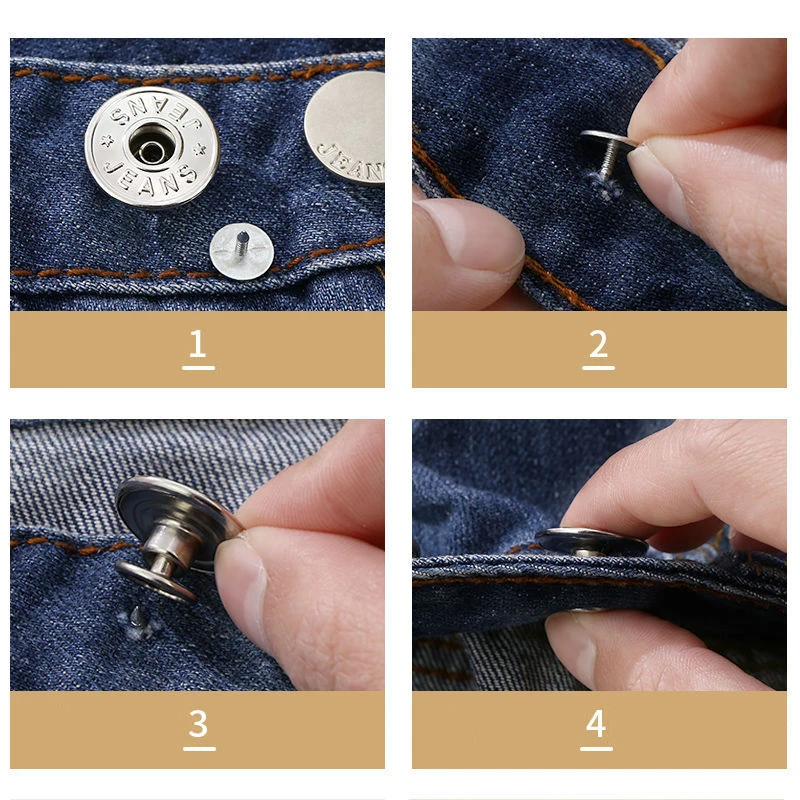 Custom Logo Jean Button Wholesale Garment Accessories Easy to Use Engrave Brand Detachable Metal Zinc Alloy Sustainable 50 Sets