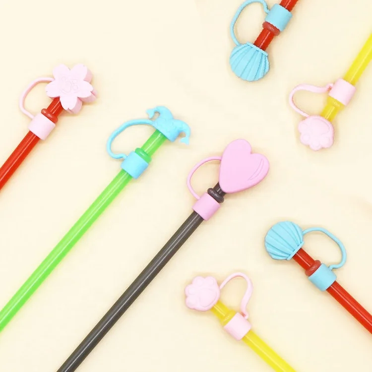manufacturer custom cartoon cute reusable silicone straw dust tips covers caps silicone straw topper