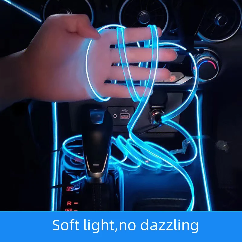 5m car interior accessories atmosphere lamp EL cold light line with USB DIY Decorative Dash board Console Auto LED Ambient Light