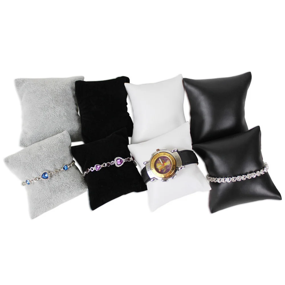 Wholesale Velvet PU Leather Jewelry Display Pillow Bracelet Case Bangle Watch Pillow