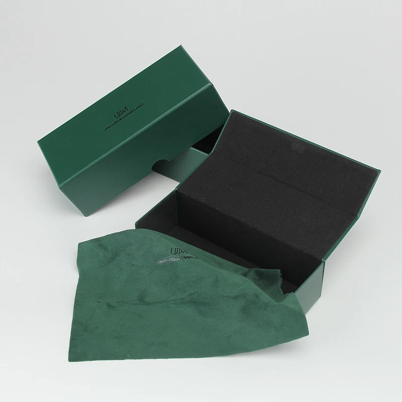 Sinicline Custom luxury green color design sunglasses box with case