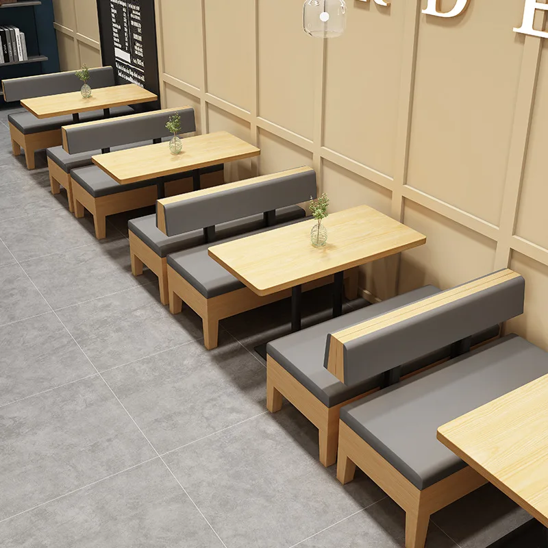 Customized Size Cafe Shop Sofa Booth Seating Solid Wood  Restaurant Western Restaurant Dining Table And Chair