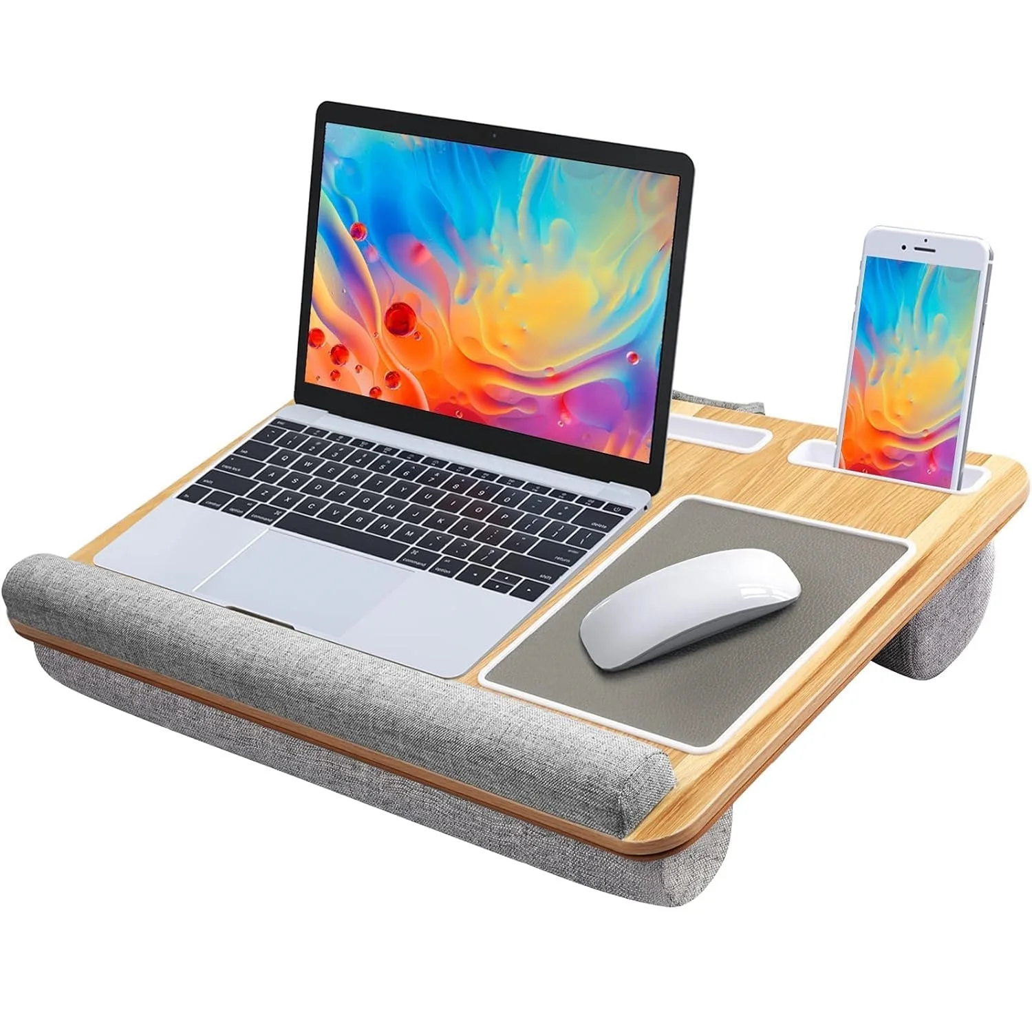 Portable mobile lap laptop stand tray desk holder with pillow cushion