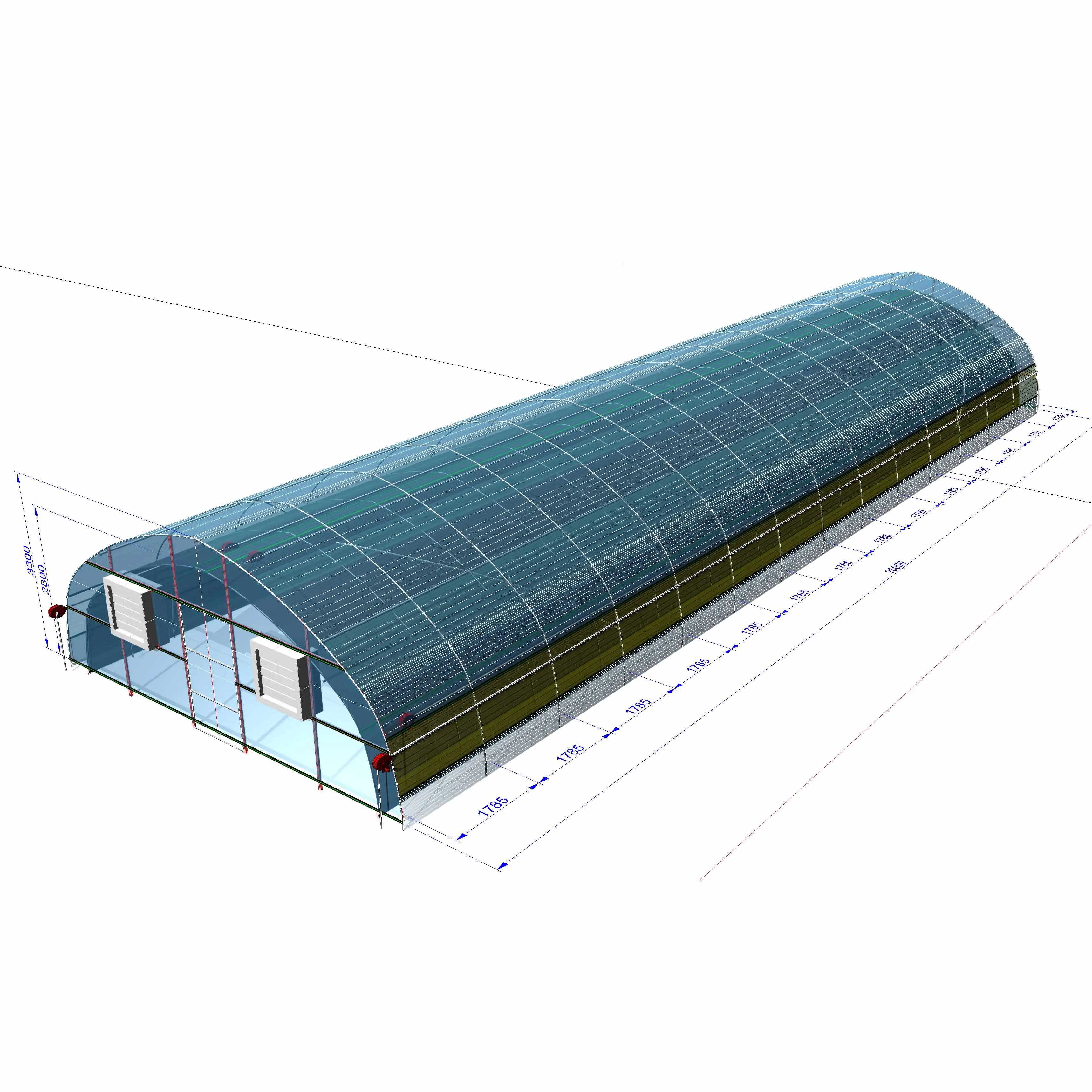 
Low Cost large commercial multi span polyethylene film arch Tunnel type agriculture vegetable tomato greenhouses 