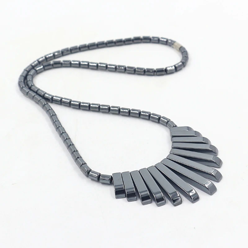 Piano keyboard Pendant Necklaces Cross Dolphin Geometric Hematite Beaded Short Necklaces for Men Women