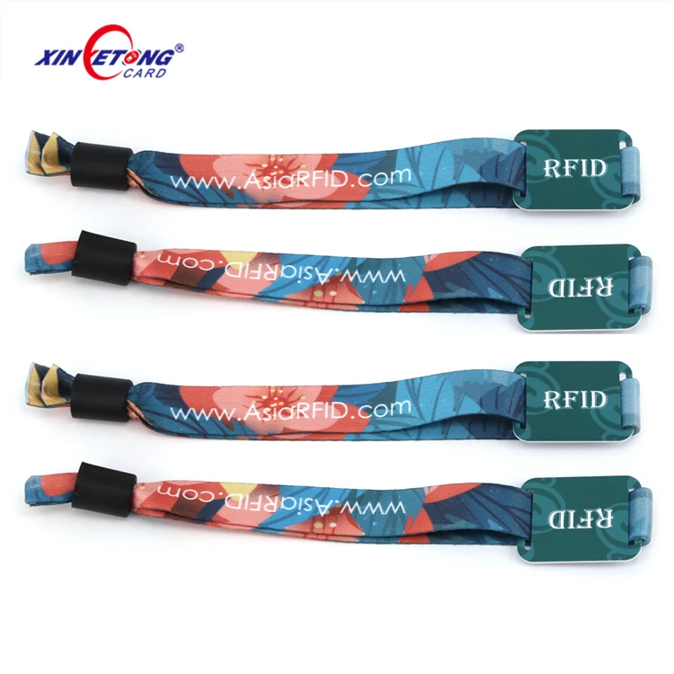 Ticket Rfid identification bracelet -13.56 mhz Chip Card Custom Woven Fabric,Thermal Transfer,Satin Soft Band RFID Wristband