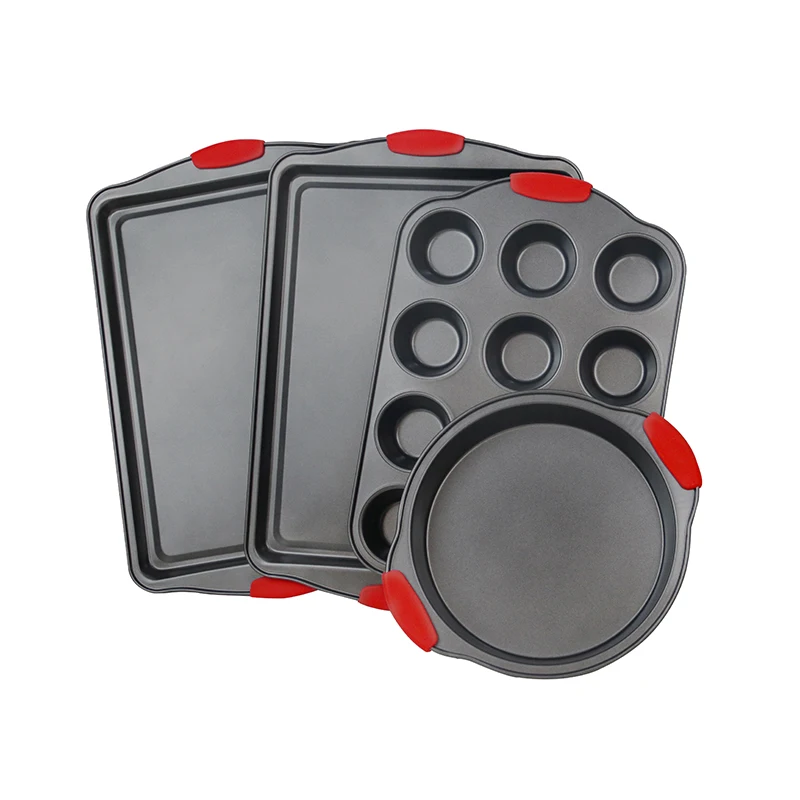 Wholesale Kitchen Metal Carbon Steel Non-Stick Cake Cookie Pastry Baking Set With Silicone handle For Party Activities