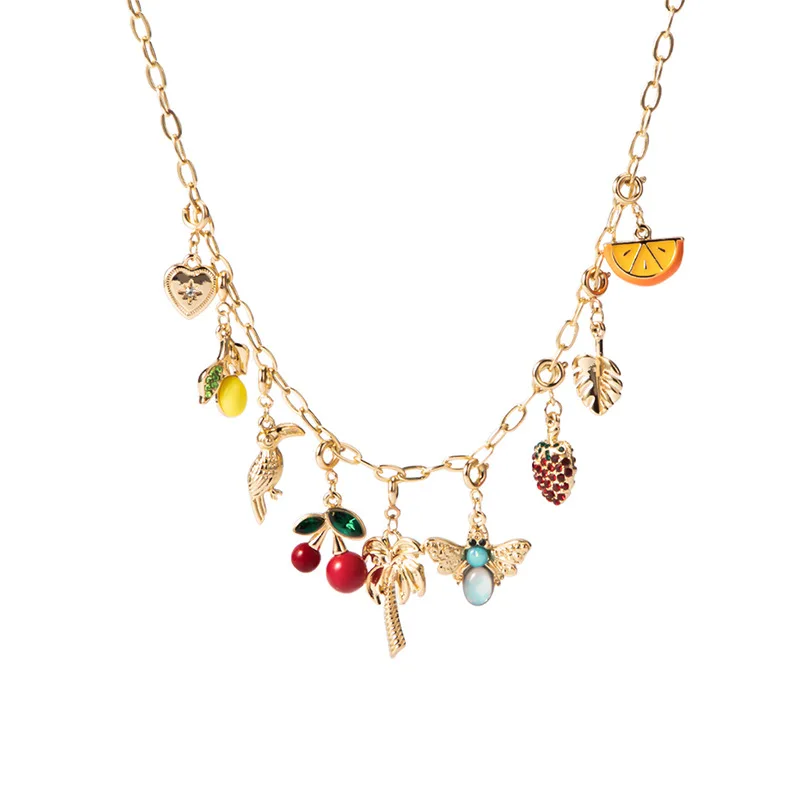 Charm Pendant Necklace Ins Trendy Stylish Adjustable DIY Female Necklace Pastoral Ocean Animal Heart Cute Pendant Necklace