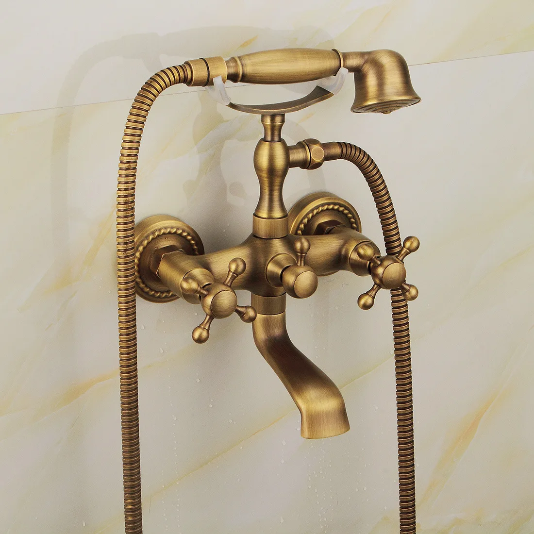 LONGSTAR Brass Clawfoot Wall Mount Faucet Retro And Simple Design European Country Style