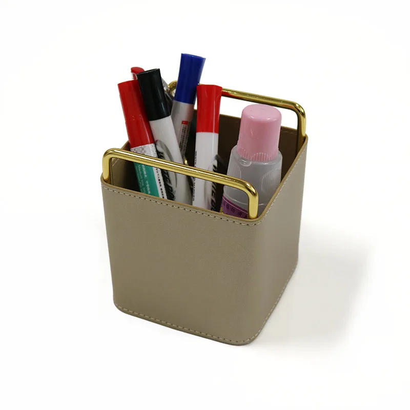 
Office Supplies Leather Pen Holder Desktop Stationery Organizer Makeup Brush Holder Wholesale 