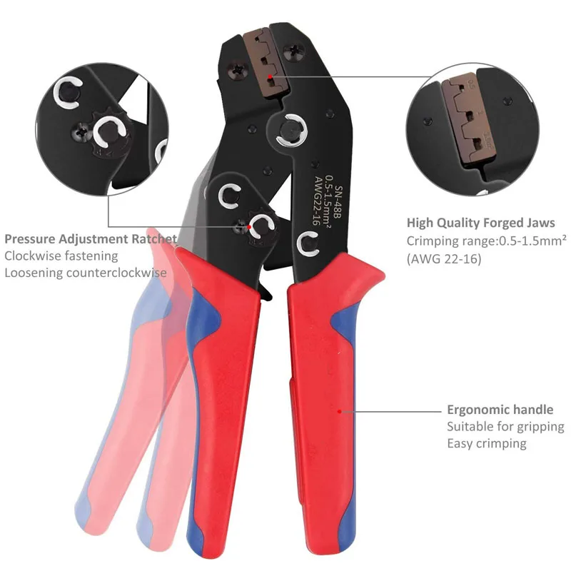 SN-48B Electrical Wire Crimping Pliers Wire Terminal Crimping Tool Kit Tubular Terminal Tools 300PCS Terminals Sets