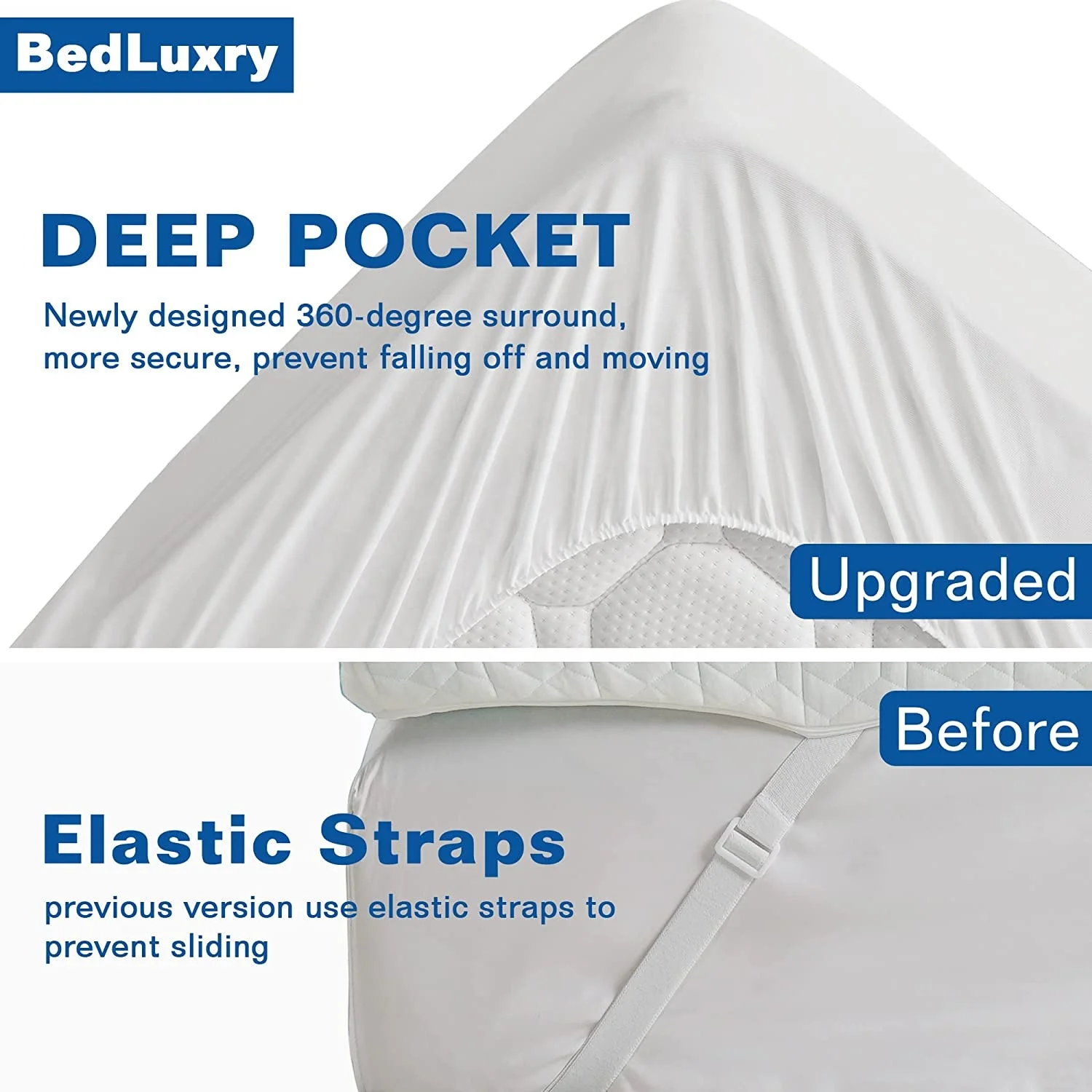 3 Inch Queen Size Gel Cooling Memory Foam Mattress Pad with deep pocket
