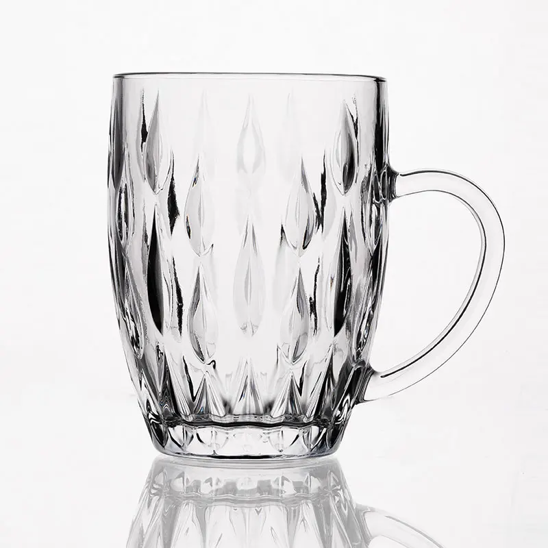 Wholesale Glassware Customized Logo Beer Mug Large Glass Beer Mug Freezer Safe Beer Glass Cup with Handle