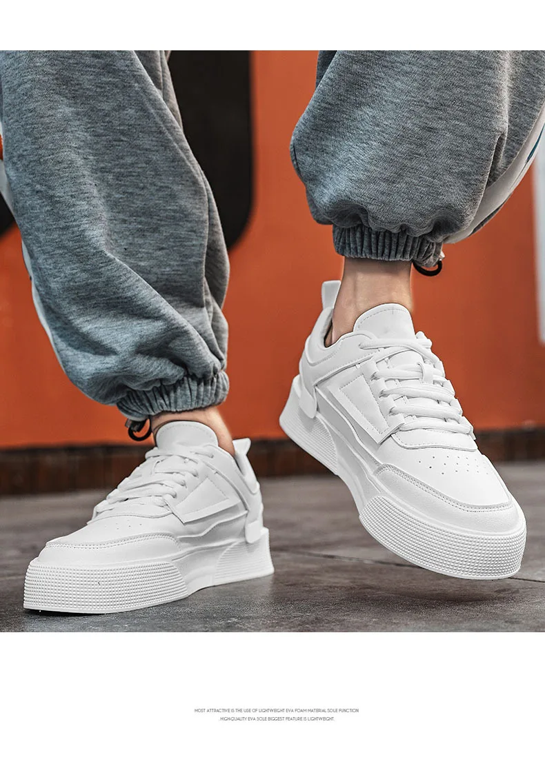 White Casual Leather Sneakers Waterproof Shoes 2023 Comfortable Spring Sneakers Men Casual Shoes