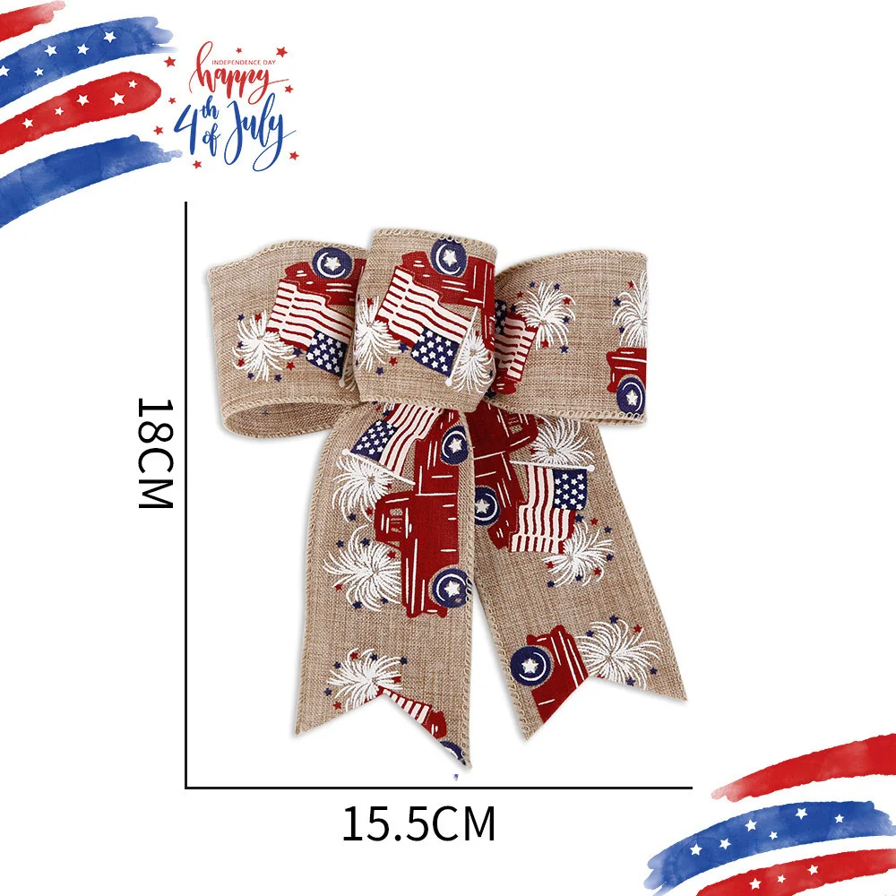 Nx Wholesale Hair Accessories Custom Design Hair Bow with Ribbon for USA Independence Day