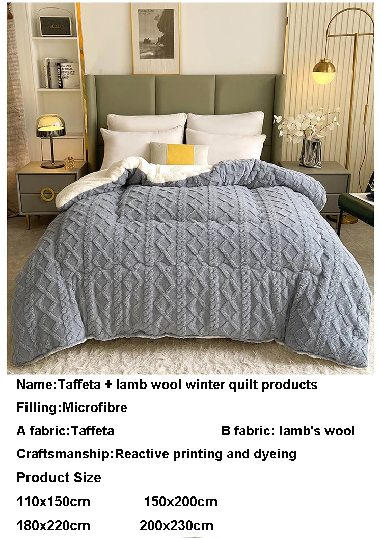 New Soft Fleece Sherpa Tufted Design Flannel Winter Quilt Duvet Comforter