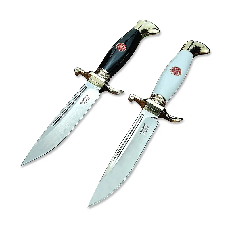 Russian second-generation outdoor tactical survival knife PU scabbard, acrylic+stainless steel hand guard camping fixed knife