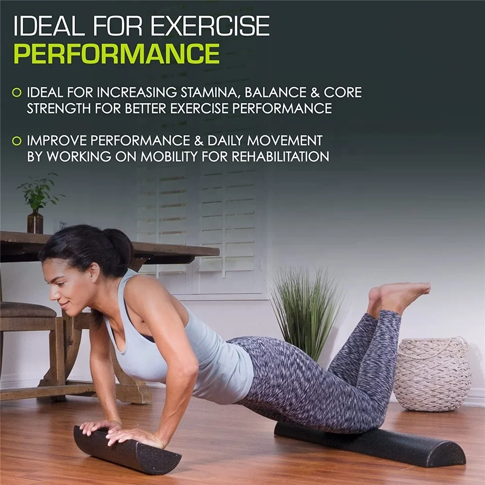 Custom Logo Fitess Yoga Solid Firm Density Black Half Round Epp Foam Roller