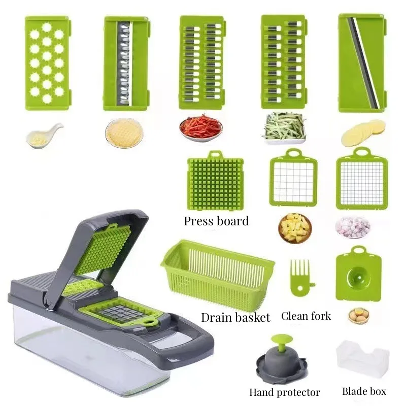 Hot Selling Kitchen Multi 12 In 1 Manual Mandoline Fruit Vegetable Cutter Onion Dicer Veggie Slicer Vegetable Chopper