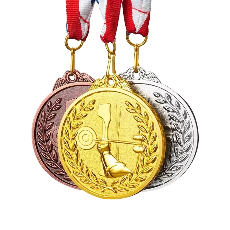 Factory Price Custom Archery Cricket sports medals and Trophies Commemorative Archery Contest Medal with Ribbon Drape