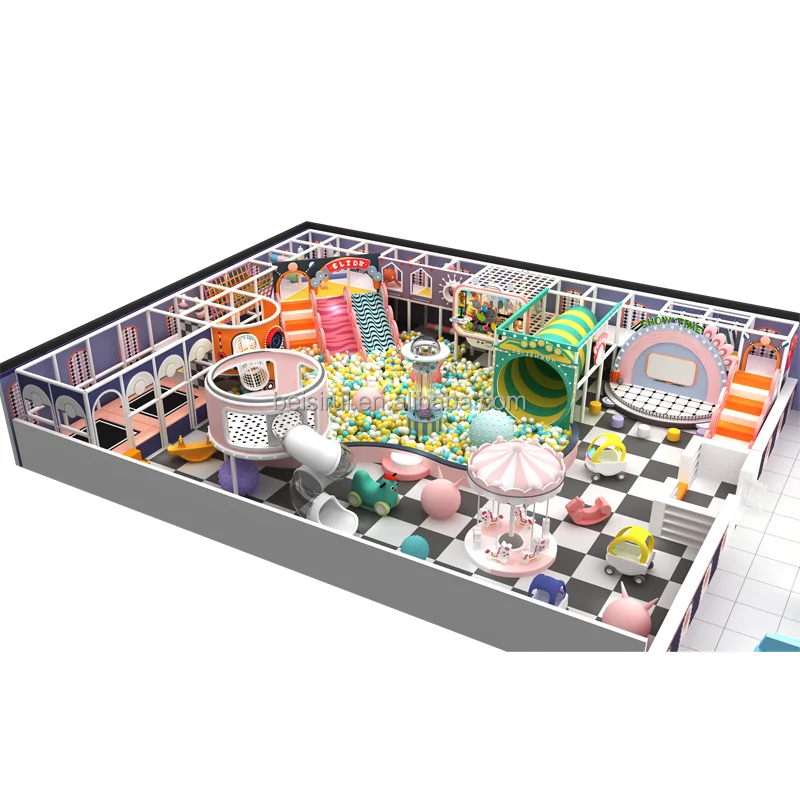 Children Indoor Playground Pretend Dreamland Theme Kids Play Area Indoor Playground Equipment Pastel Color Interactive Equipment