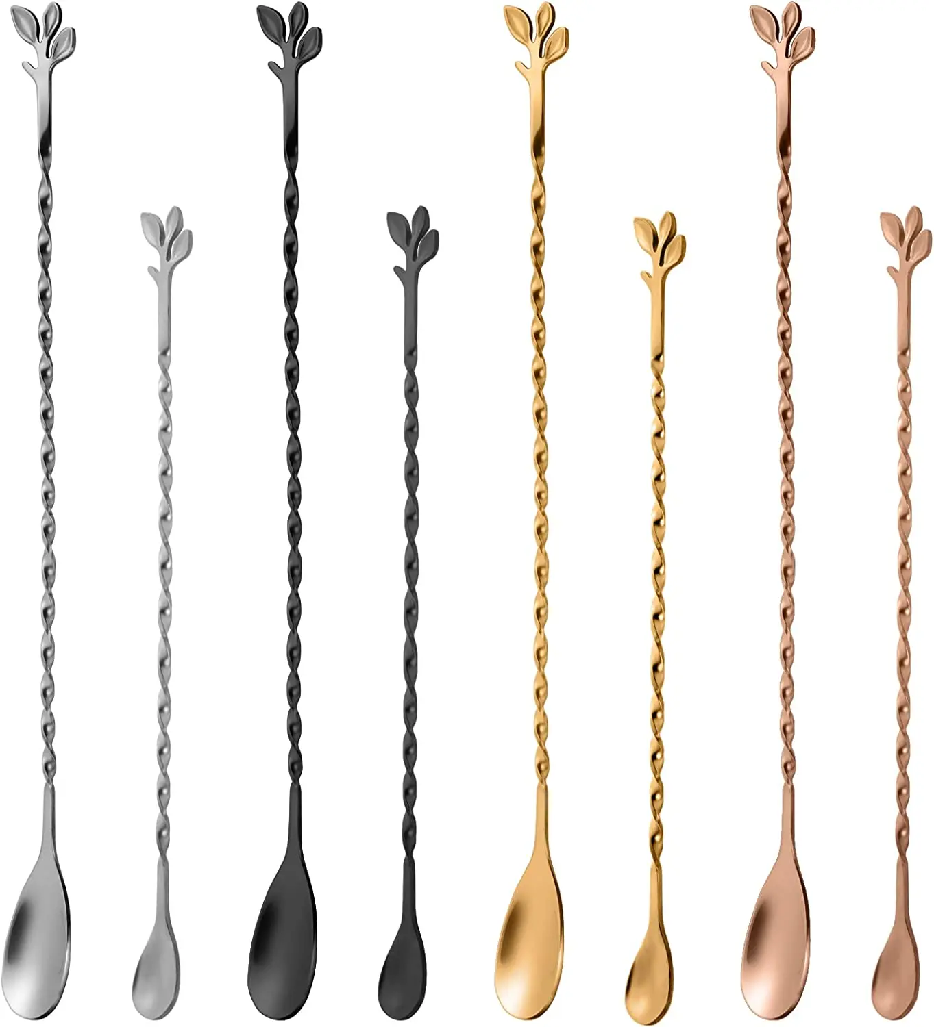 Custom 30cm Long Handle Stainless Steel Cocktail Stirrer Durable Metal Bar Tool for Coffee Tea Milk Blending
