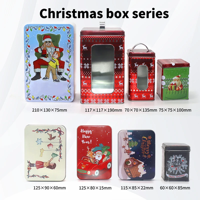 YEM Personalized Printing Custom Metal Tin Cans Christmas rectangle Tin Box For Gift Packing