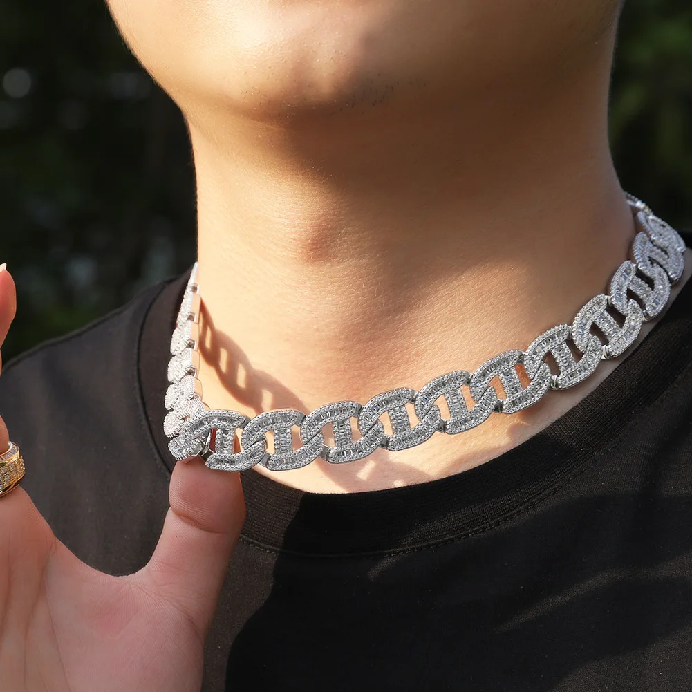 New heavy big punk iced out zirconia hip hop stainless steel cuban link chain for men and women