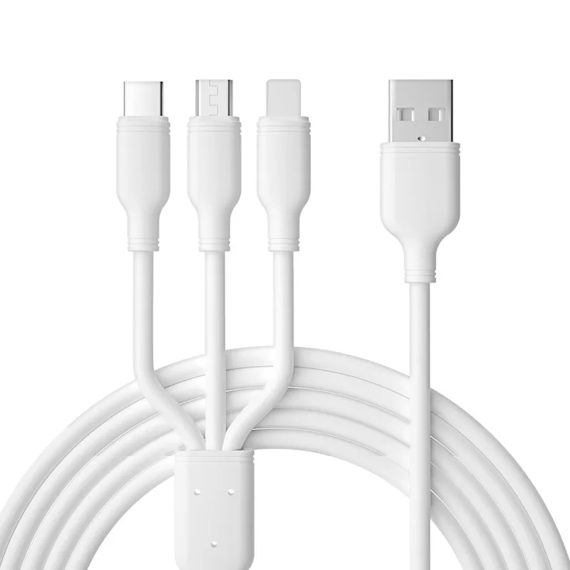 Multi Extended data cables 3A 4FT 3 Ports Fast Charging Cord Cable for Phone type-c micro usb PVC 3 in 1 charging cable