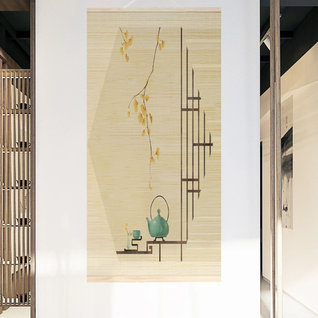 Quality certificated 60*120cm wall art decor bamboo hanging paintings for office hotel decoration