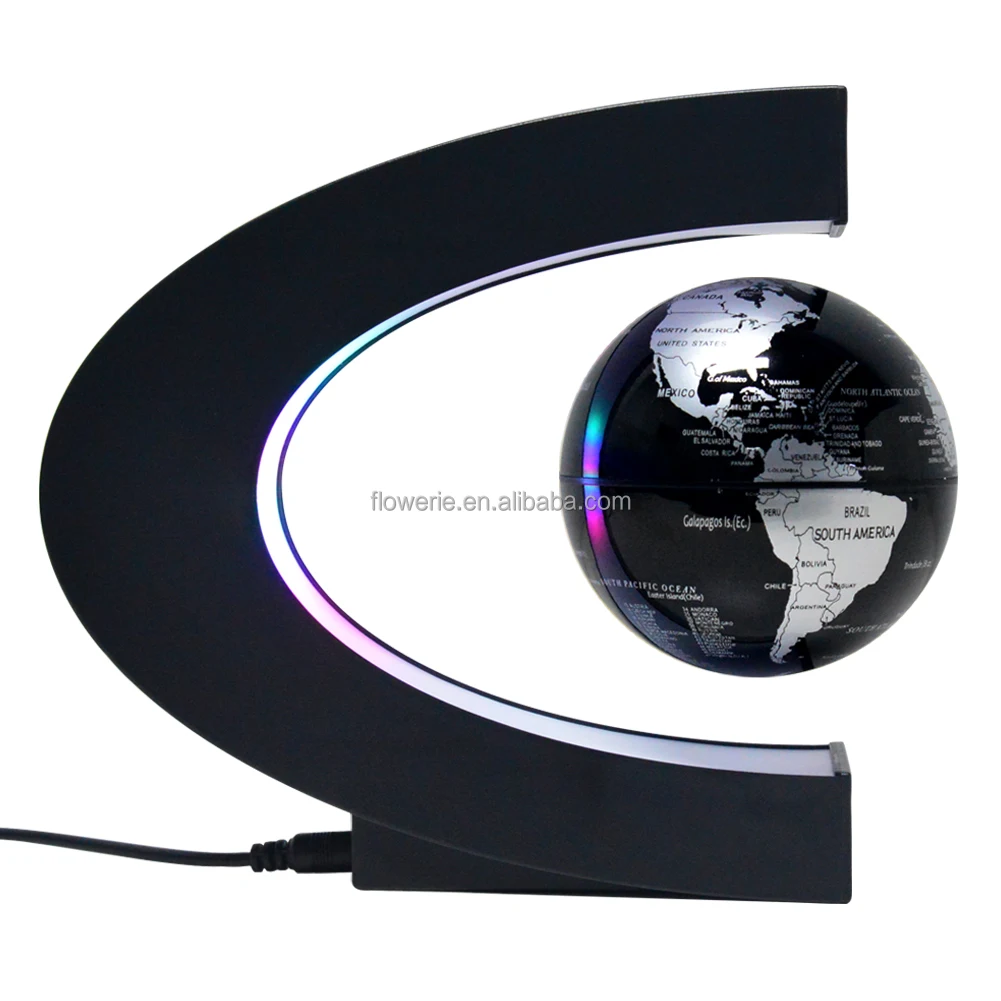 Earth 4 Inch Rotation Russia Float  LED Light English Word World Map Globe Creative Gift Practical Magnetic Levitation Globe