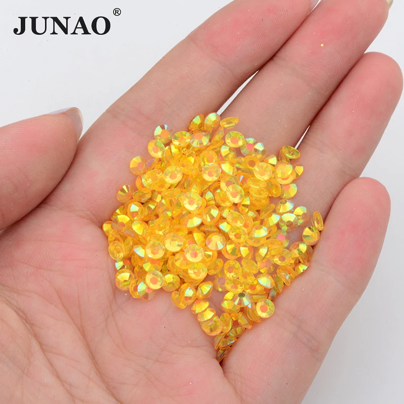 JUNAO Top Selling 2mm-6mm Transparent Siam AB Diamond Strass Non Hotfix Resin Jelly Rhinestones For DIY Crafts