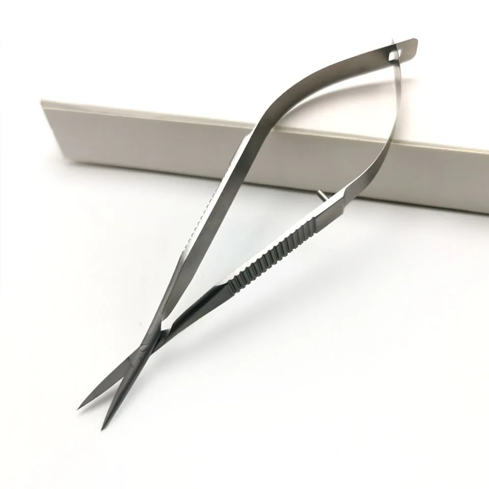 
HYTOOS Stainless Steel Scissors Squeeze Straight Cuticle Scissor Dead Skin Cutter Open Eye Microscissors Manicure Tools 12cm 