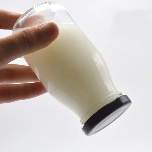 Glass Yogurt Bottle Sealed Bus Milk Bottle Transparent Beverage Glass Sealed Bottle With Cover