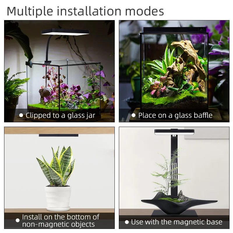 WEEK AQUA High Quality Nano Tank Aquarium Light LED Full Spectrum RGB+UV USB Dimming Led Light for Terrarium PC 65 Led 800w 585