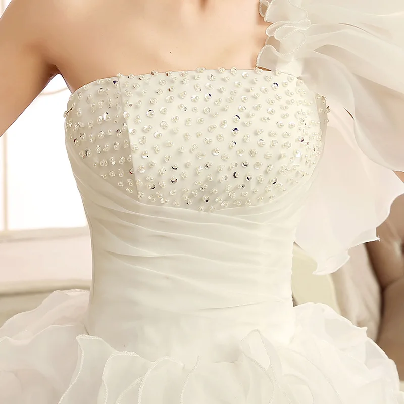 Plus Size 4 Colors Bridal Lace Organza Tutu Wedding Dress Bridal Gowns Performance Dress