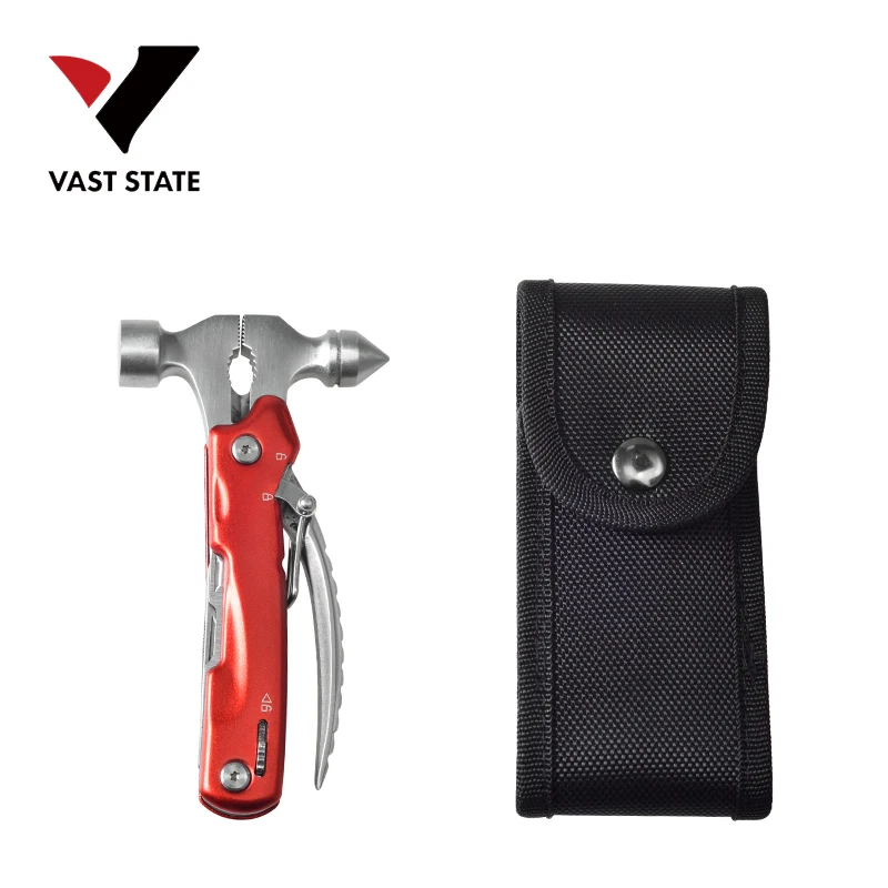 
Hot selling Multi function Hammers Outdoor Tool Claw Hammer Pliers Folding Cutter Sawtooth Bottle Opener Screwdriver Scale Saw 