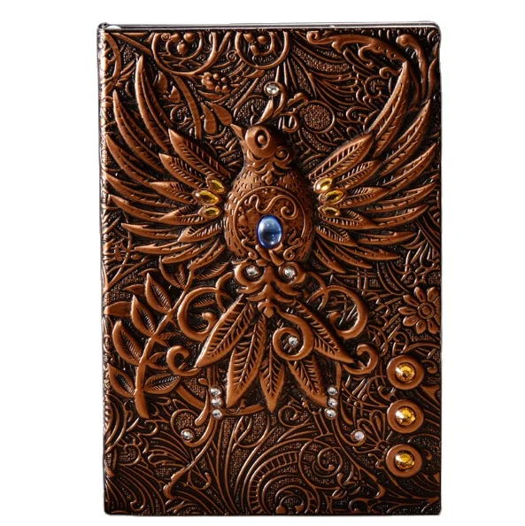 Vintage Design 3d Embossed Leather Journal Writing Notebook A5 100 Sheets Travel Diary Notebook